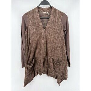 LOGO Lounge Lori Goldstein Cardigan Zip Up Copper Lace Hem Size XXS